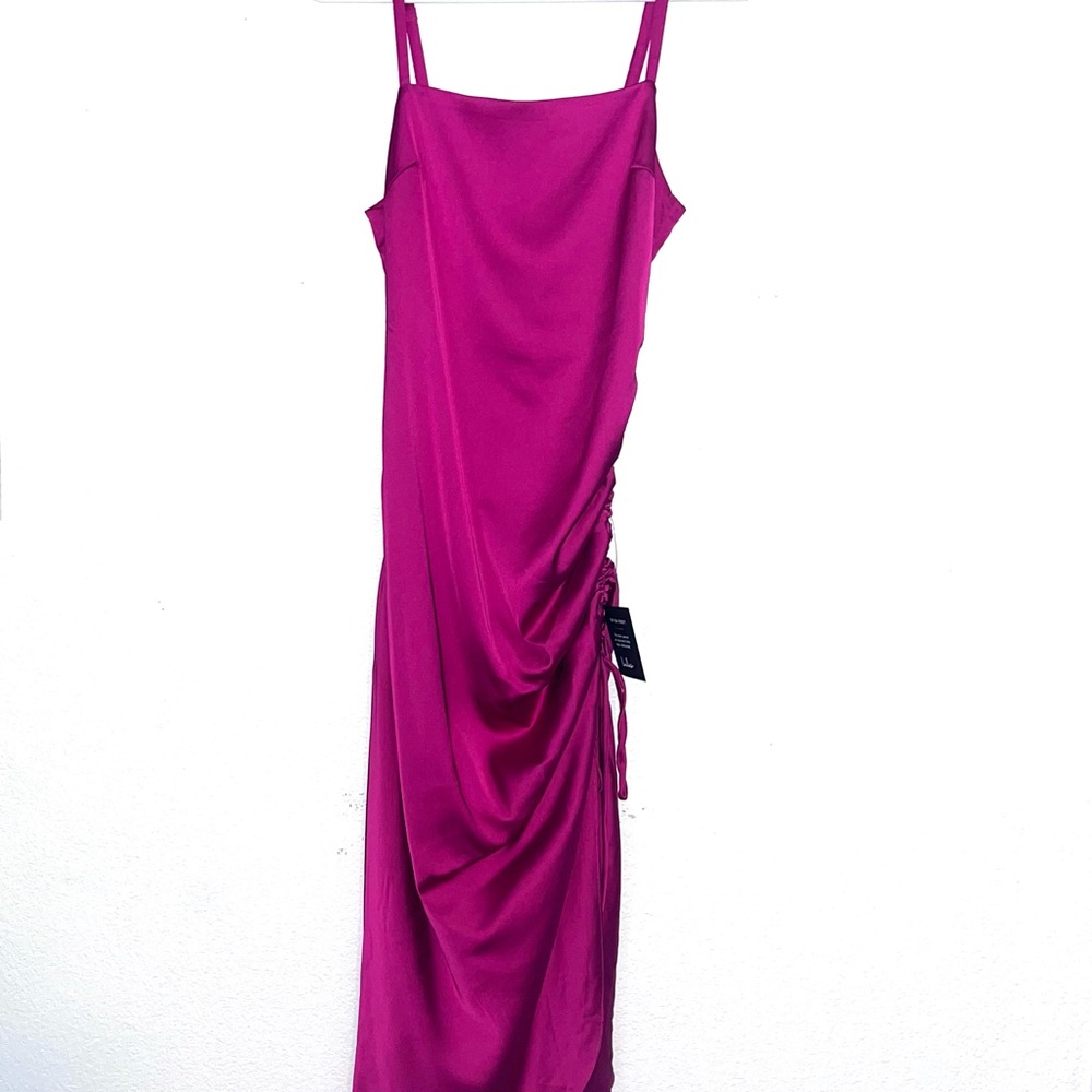 Lulu's Pink Ruched Tie Front Maxi Dress